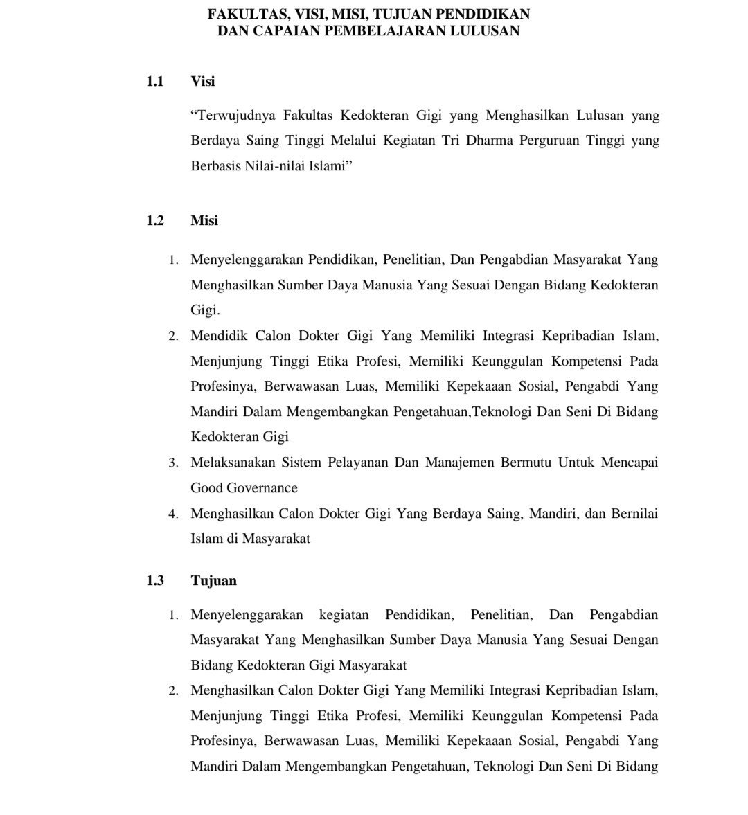 Pembaruan Visi Misi Fakultas Kedokteran Gigi Universitas Muslim Indonesia Yang Di Sahkan Pada Tanggal 18 Februari 2022