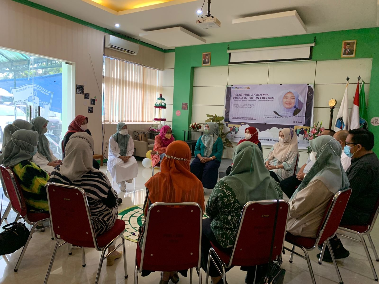 Kegiatan akademik tgl 16 April 2022 coaching session movement from zero to hero dengan dosen FKG UMI sebagai peserta dan narasumber oleh Dr. Ismarli Muis, S.Psi., M.Si., Psikolog, Acc